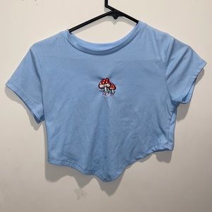 It’s a sterrtwear society crop t shirt light blue size M